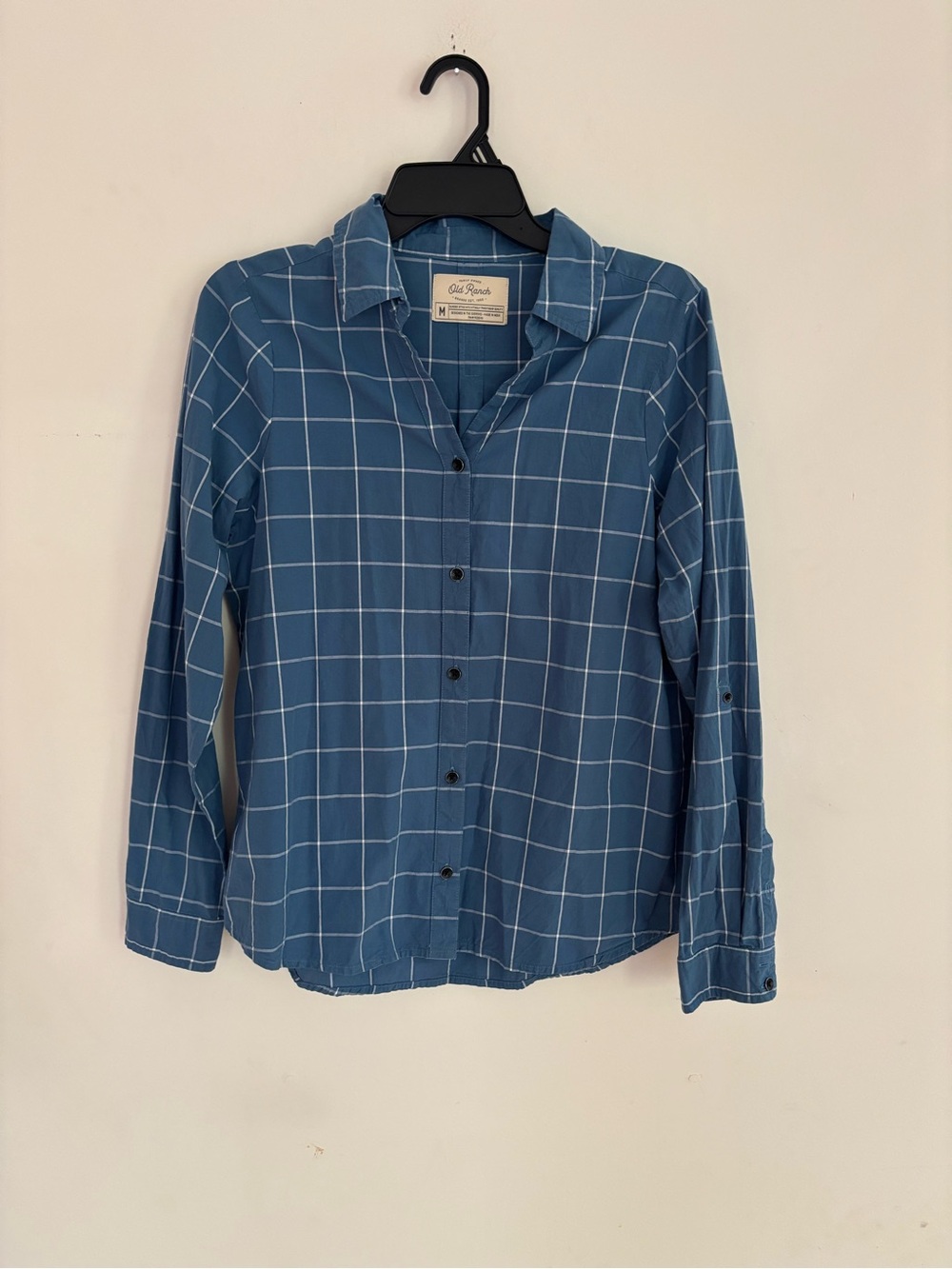 Old Ranch Blue Plaid Button Up Shirt Medium